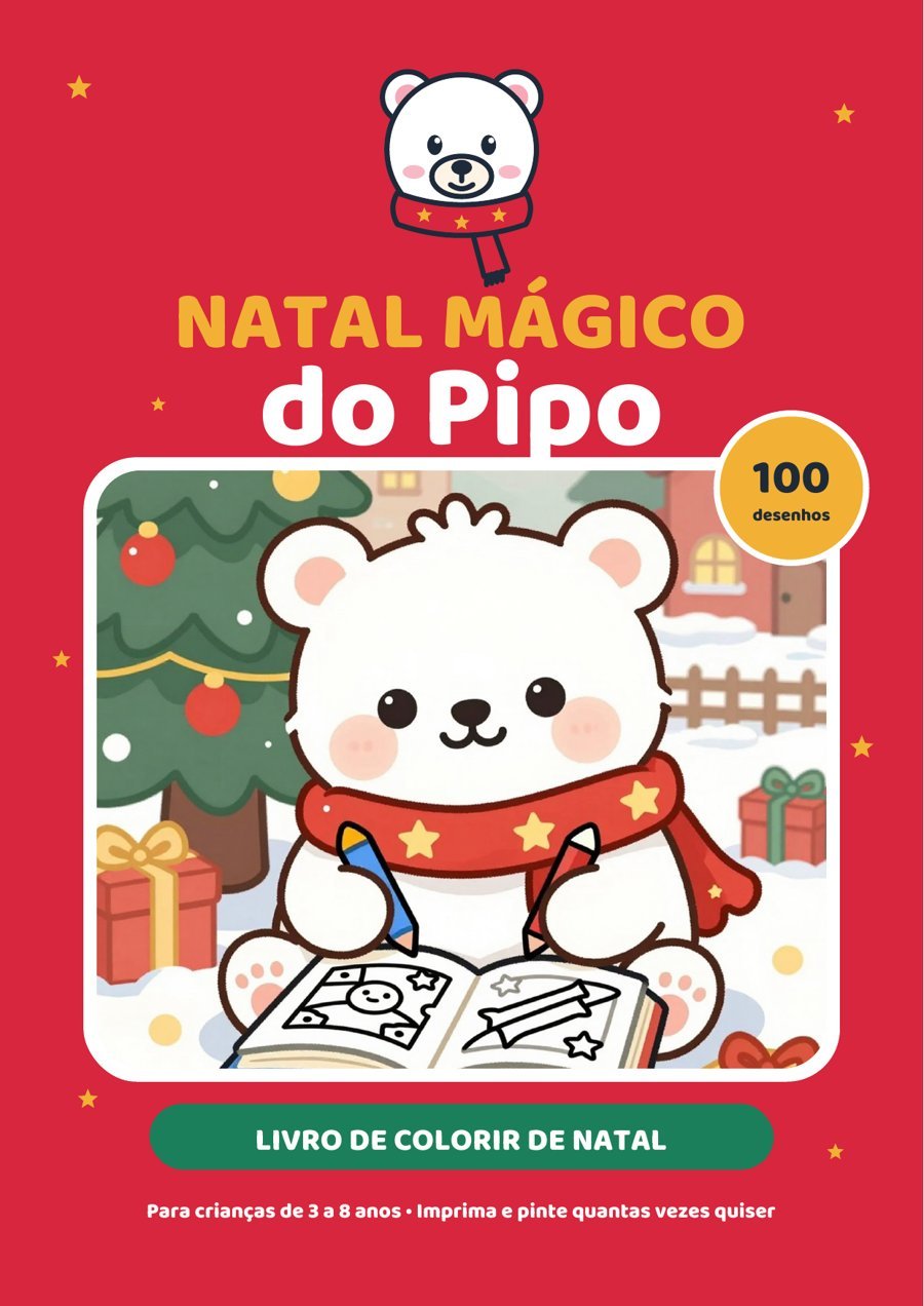 Capa do livro de colorir Natal Mágico do Pipo