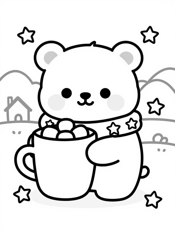 Pipo com caneca de chocolate quente